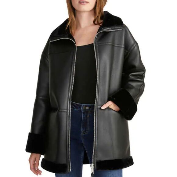 Rebecca Minkoff faux leather long Jacket - Picture 1 of 4